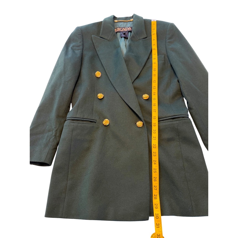 Escada Margaretha Ley‎ Green Wool Cashmere Double Breasted Blazer Jacket Size 34